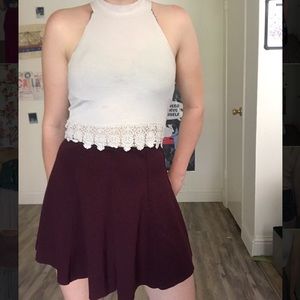 Maroon Skater Skirt with Lacey white top